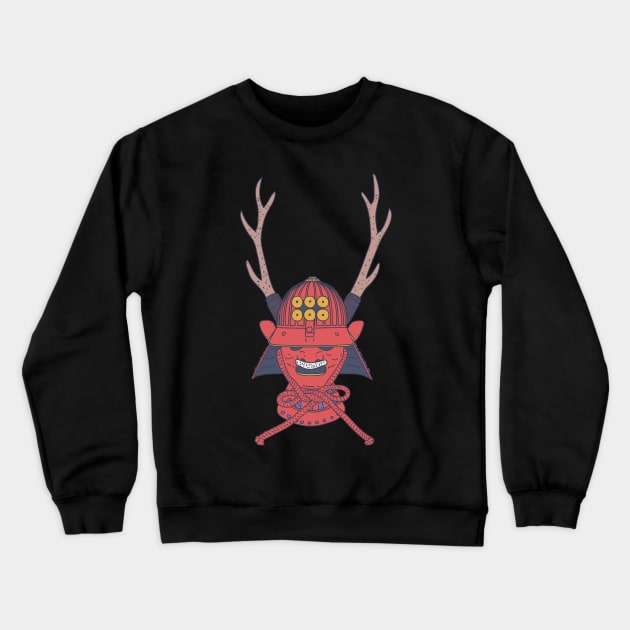 Sanada Yukimura - Antler Helmet - Samurai Armor Crewneck Sweatshirt by DeWinnes